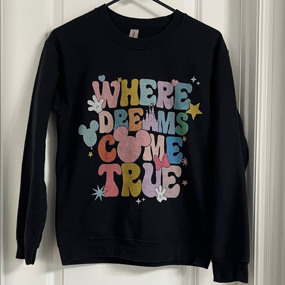 Disney Girls Gildan Black Heavy Blend Sweatshirt Size S